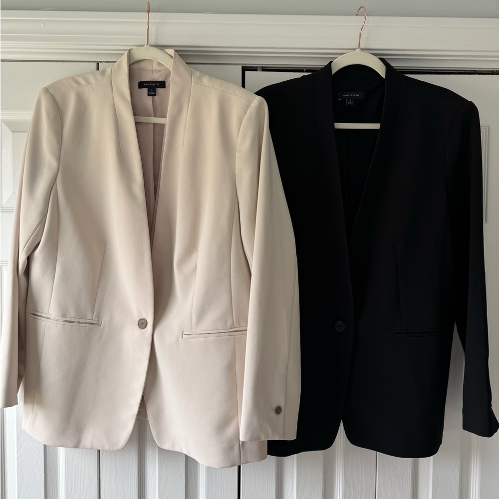 Ann Taylor Long Collarless Blazer - Classic Tailored Suit Jacket